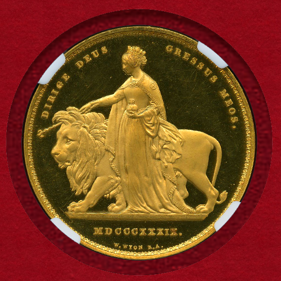 1839年 イギリス ウナとライオン 5ポンド 金貨 NGC PF64★ ULTRA CAMEO – JCC Members Coin