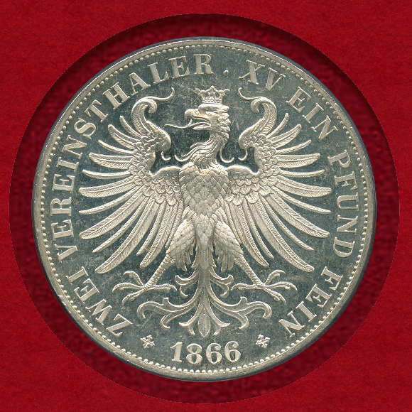 1866年 ドイツ フランコニア 2ターラー 銀貨 PCGS PR66DCAM – JCC Members Coin MUSEUM | コイン博物館